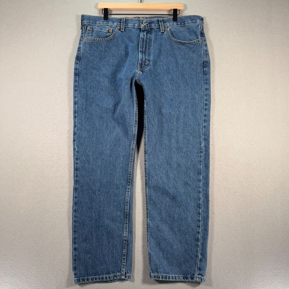 Levis 505 Denim Jeans Mens 38x29 Blue Medium‎ Wash Relaxed Fit Straight Leg Work